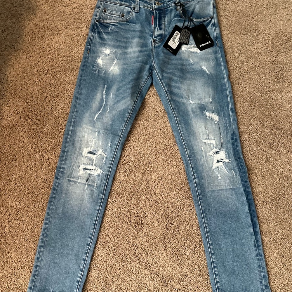 DSQUARED2 Light Blue Distressed Skinny Jeans